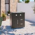 Cucina da esterno angolare a 6 elementi con lavello e 2 moduli cottura