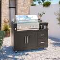 Cucina da esterno angolare a 6 elementi con lavello e 2 moduli cottura