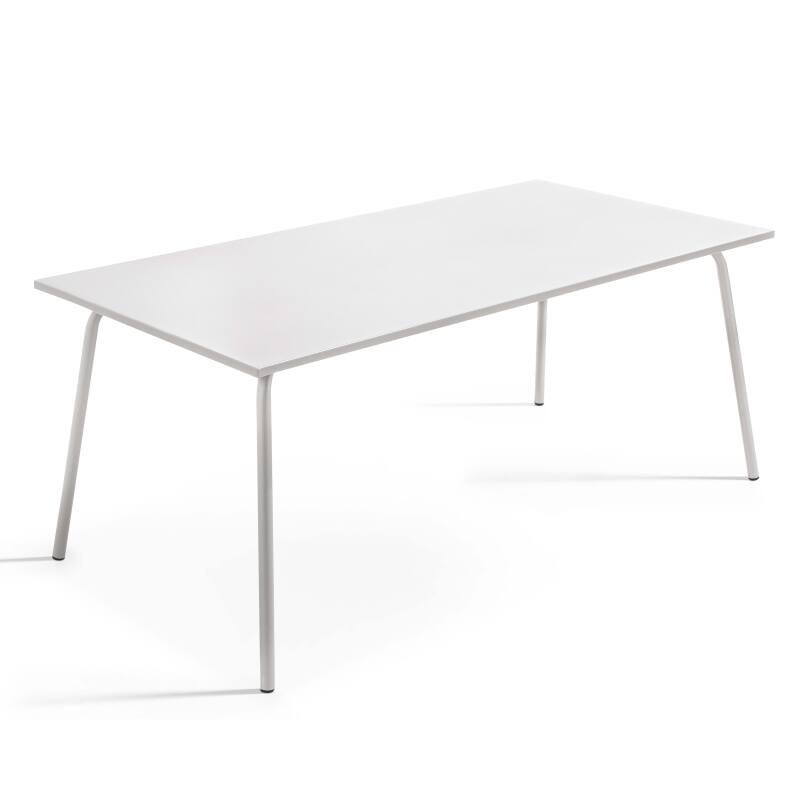 Tavolo da giardino rettangolare 180 x 90 cm e 6 sedie con braccioli in metallo