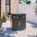 Cucina da esterno angolare a 6 elementi con lavello e 2 moduli cottura
