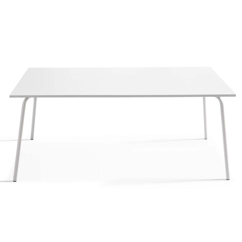 Tavolo da giardino rettangolare 180 x 90 cm e 6 sedie con braccioli in metallo