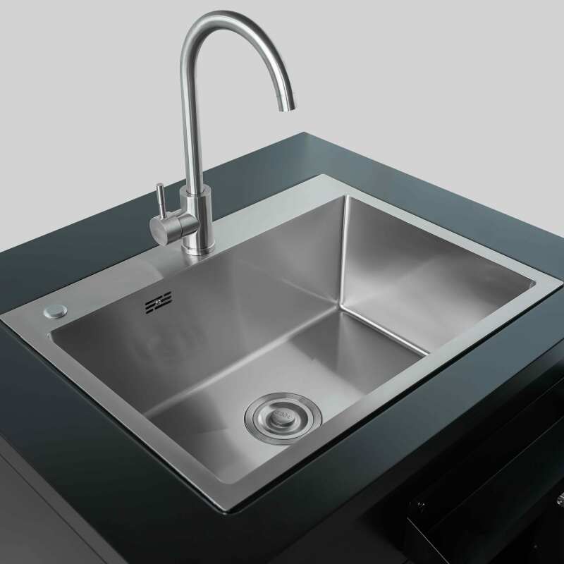 Cucina da esterno in acciaio a 5 elementi con 2 moduli mensola