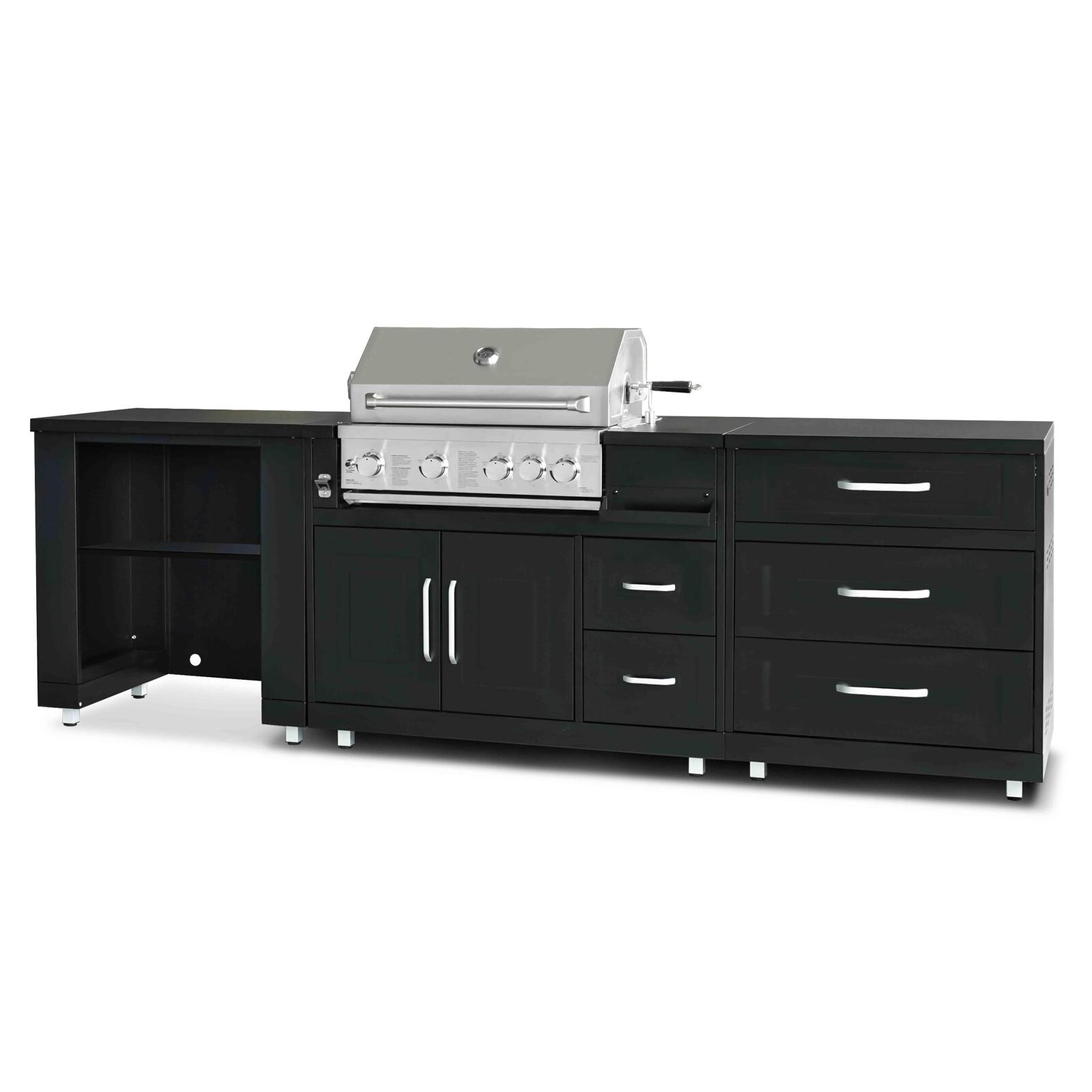 Cucina esterna in acciaio a 3 elementi con barbecue