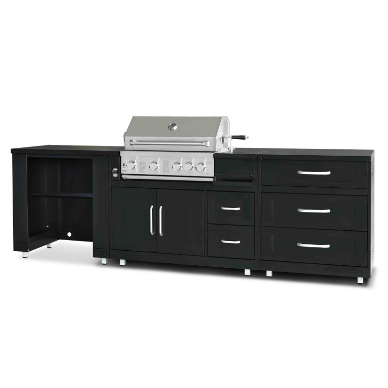 Cucina esterna in acciaio a 3 elementi con barbecue