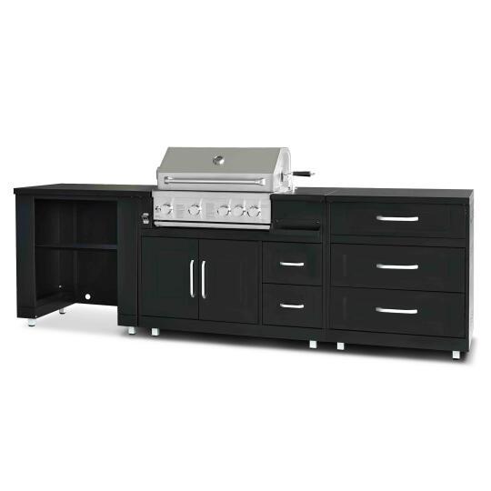 Cucina da esterno in metallo con barbecue e spazio - 3 moduli | Oviala