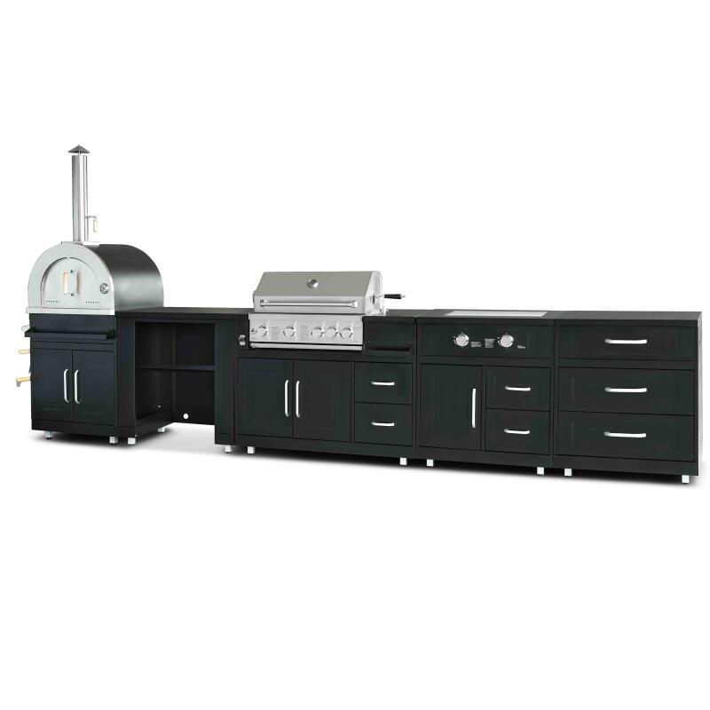 Cucina esterna in acciaio a 5 elementi / 3 moduli di cottura