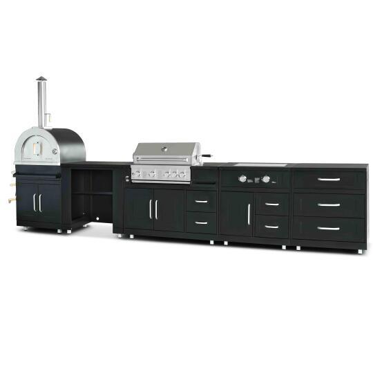 Cucina esterna in acciaio a 5 elementi / 3 moduli di cottura