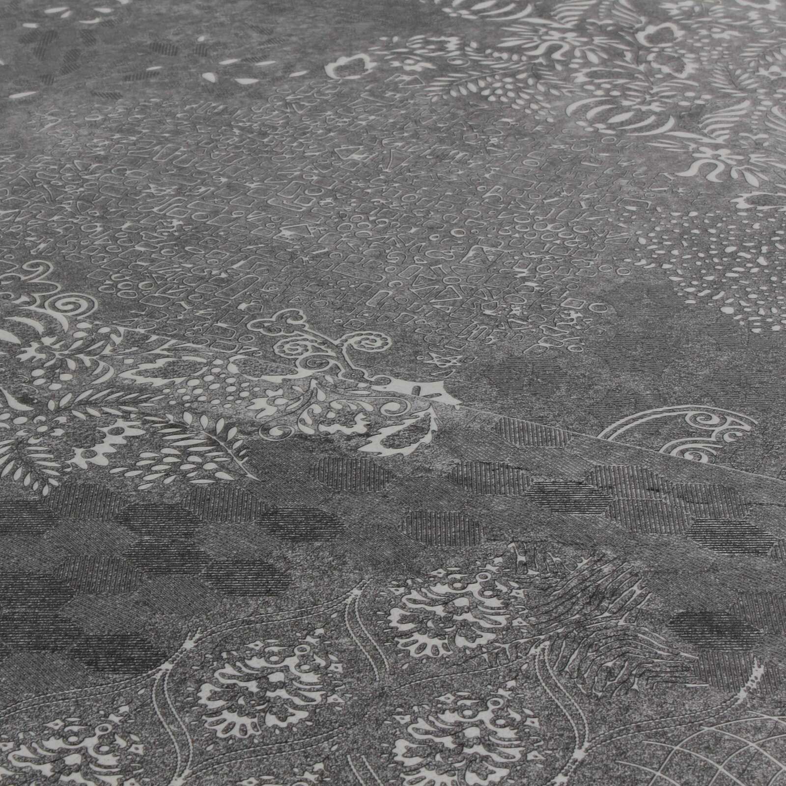 Tavolo da giardino in ceramica effetto timbro 185 x 95 cm con 6 sedie senza braccioli e 2 sedie con braccioli