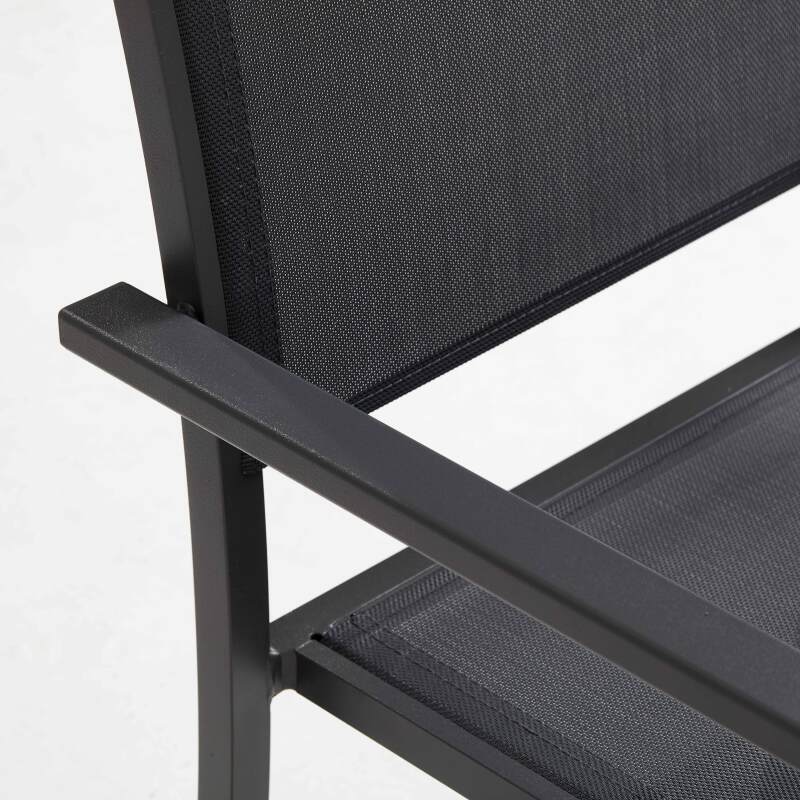 Tavolo da giardino 230 x 95 cm in ceramica effetto marmo con 8 sedie senza braccioli e 2 sedie con braccioli