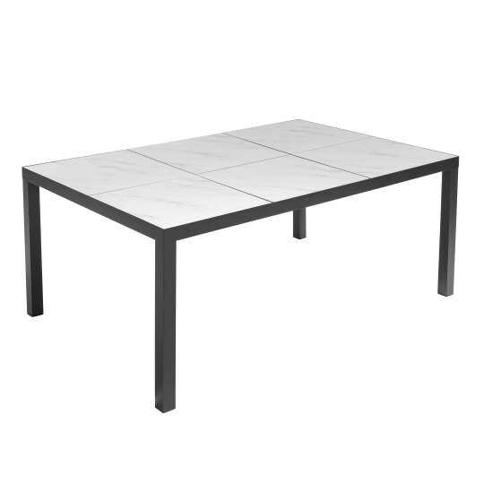 Tavolo da giardino in alluminio e ceramica effetto marmo per 10 persone 182x121 cm | Oviala