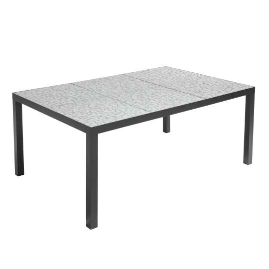 Tavolo da giardino in ceramica effetto mozaico (182 x 121 x 74 cm)