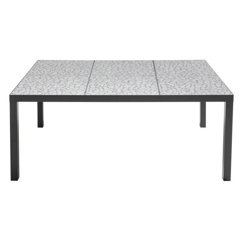 Tavolo da giardino in ceramica effetto mozaico (182 x 121 x 74 cm)