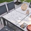 Tavolo da giardino in ceramica effetto terrazzo (182 x 121 x 74 cm)