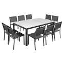 Tavolo da giardino in ceramica effetto marmo 182 x 121 cm con 10 sedie