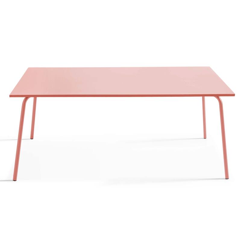 Tavolo da giardino rettangolare 180 x 90 cm e 6 sedie con braccioli in metallo