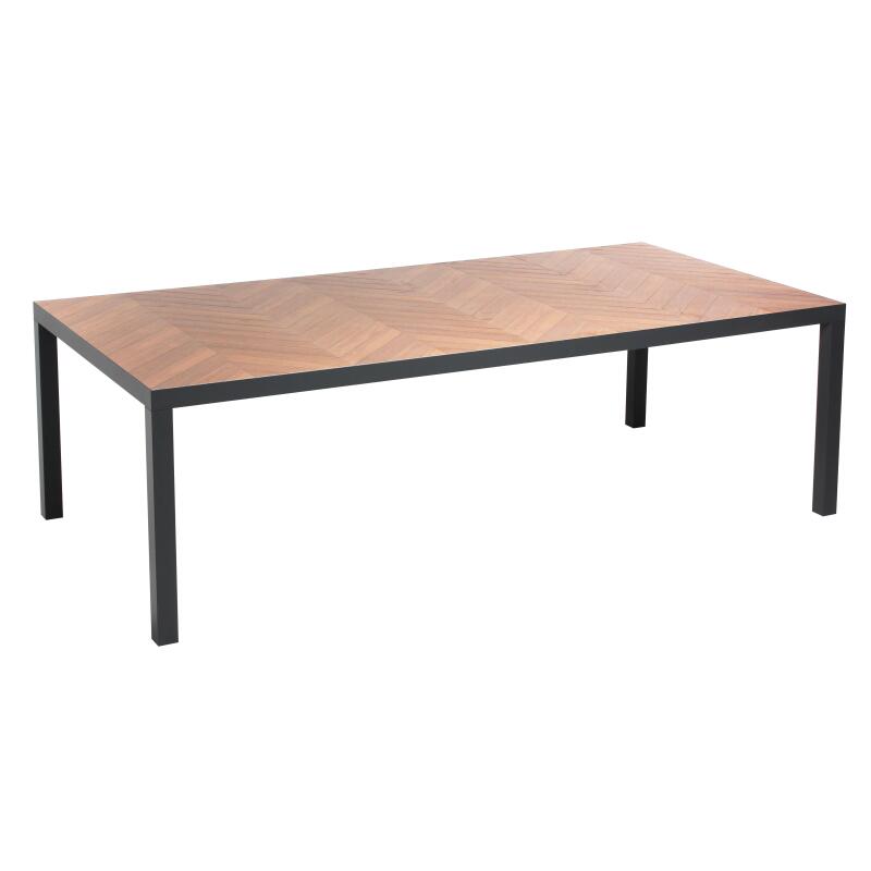 Tavolo da giardino in ceramica effetto legno a spina di pesce (241 x 121 x 74 cm)