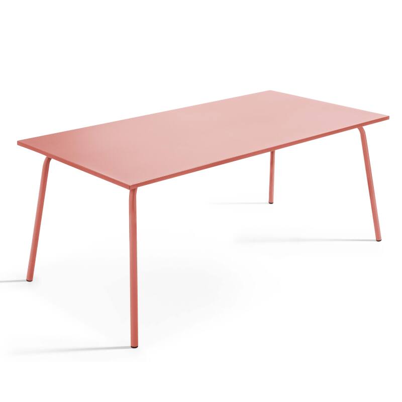 Tavolo da giardino rettangolare 180 x 90 cm e 6 sedie con braccioli in metallo