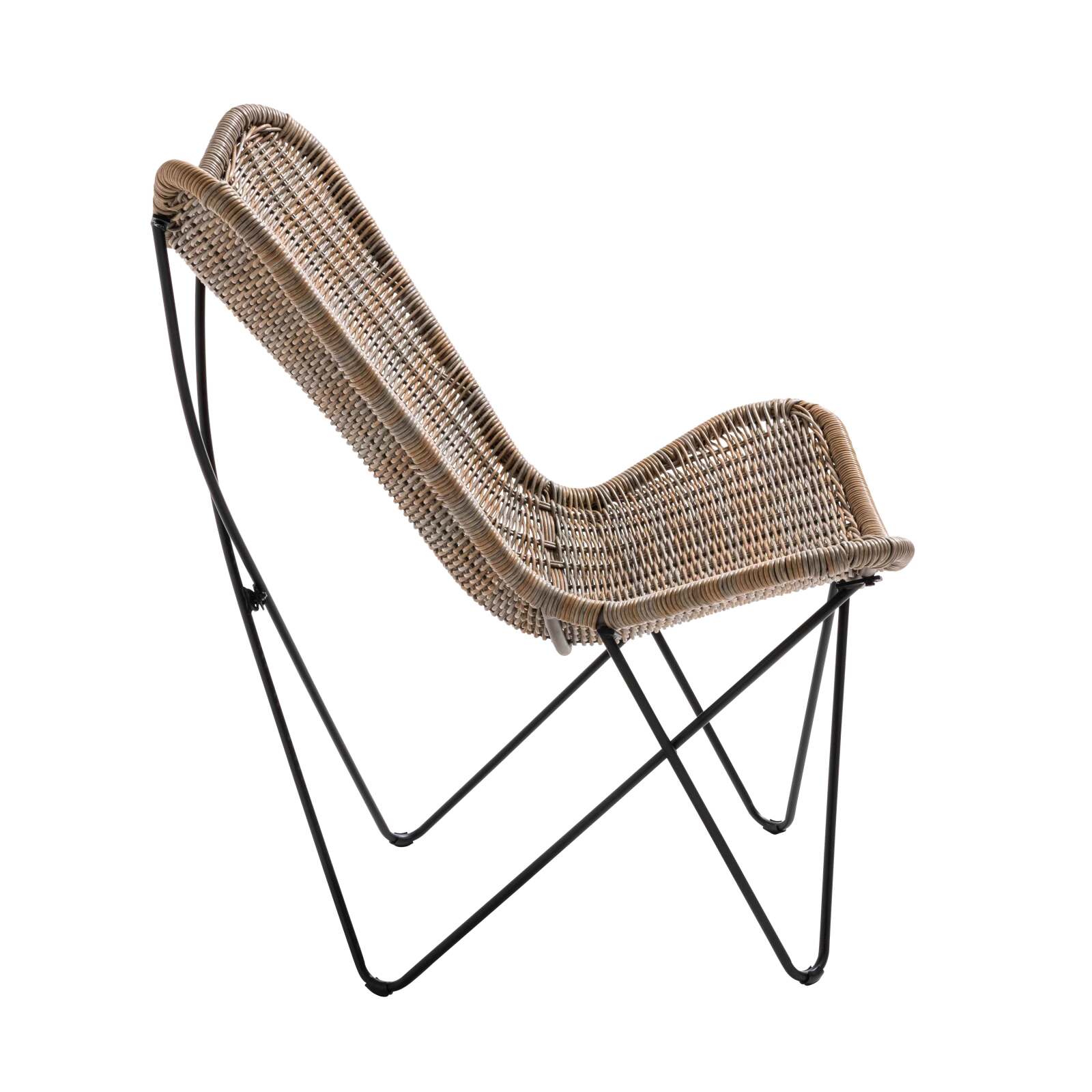 Set di 2 sedie da giardino in resina intrecciata e un Tavolina da salotto