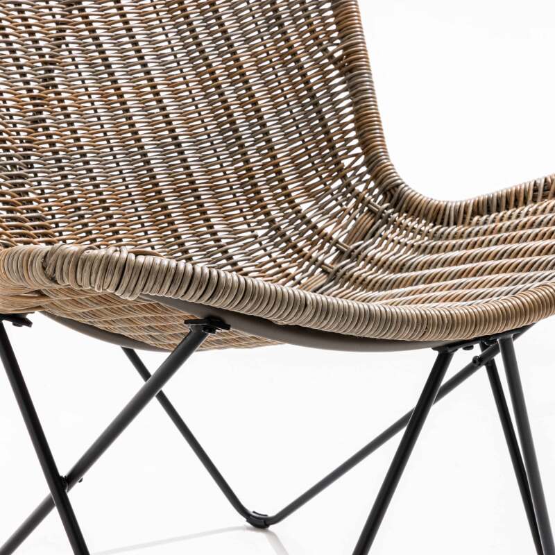 Set di 2 sedie da giardino in resina intrecciata e un Tavolina da salotto