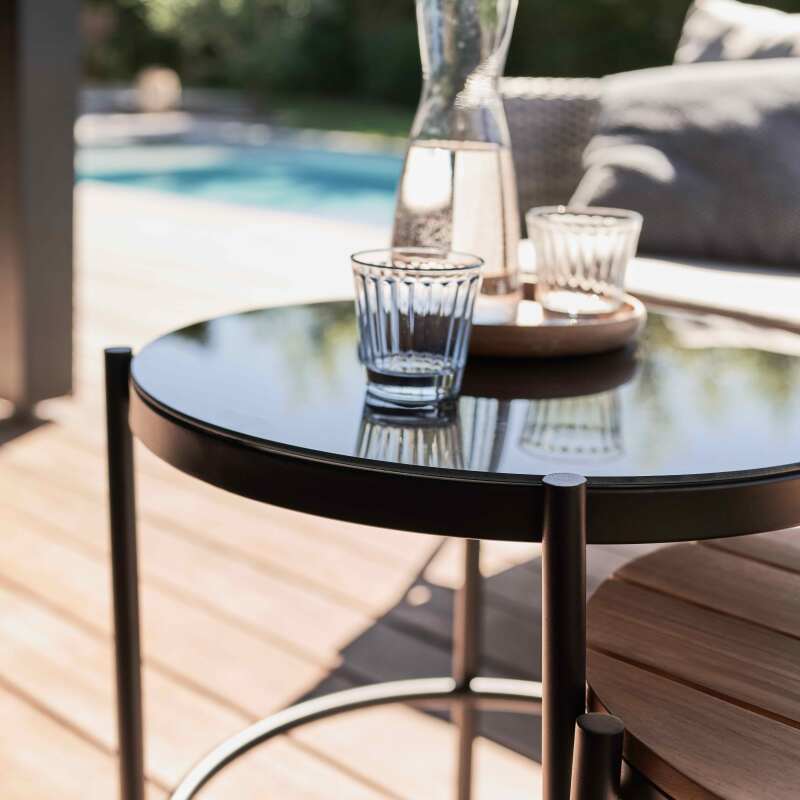 Salotto da giardino 4 posti in resina intrecciata con Tavolina da salotto