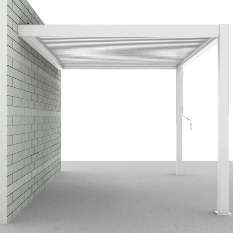 Pergola bioclimatica addossata 3x4m in alluminio bianco