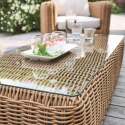 Salotto da giardino basso a 4 posti in resina intrecciata