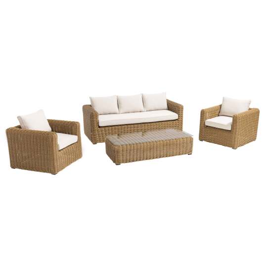 Salotto da giardino basso 5 posti in resina intrecciata | Oviala