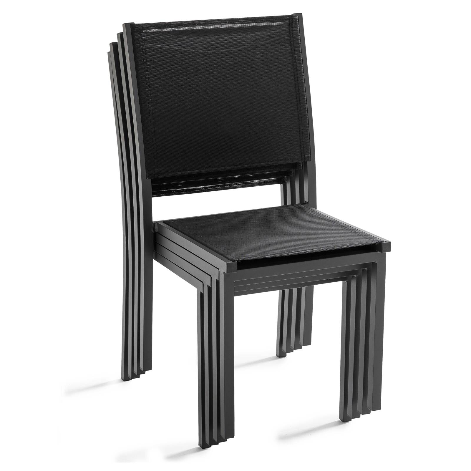 Tavolo da giardino rettangolare allungabile in alluminio con 6 sedie e 2 sedie con braccioli