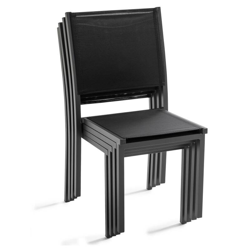 Tavolo da giardino rettangolare allungabile in alluminio con 6 sedie e 2 sedie con braccioli