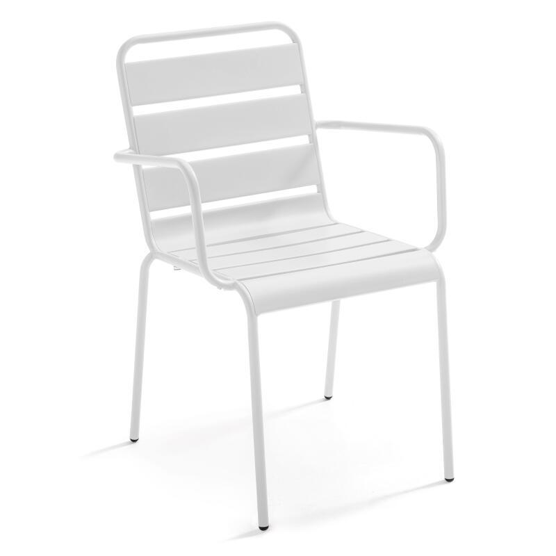 Tavolo da giardino rettangolare 180 x 90 cm e 6 sedie con braccioli in metallo
