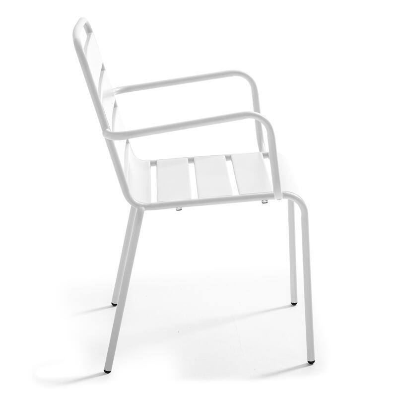 Tavolo da giardino rettangolare 180 x 90 cm e 6 sedie con braccioli in metallo