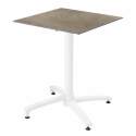 Tavolo da giardino quadrato 60 x 60 cm con gamba basculante in HPL bianco