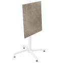 Tavolo da giardino quadrato 60 x 60 cm con gamba basculante in HPL bianco