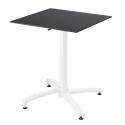 Tavolo da giardino quadrato 60 x 60 cm con gamba basculante in HPL bianco