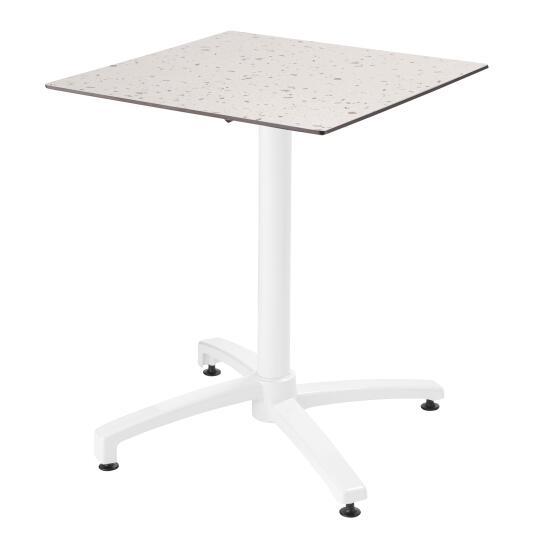 Tavolo da giardino bistrot quadrato reclinabile in alluminio bianco e HPL per 2 persone 60x60 cm | Oviala