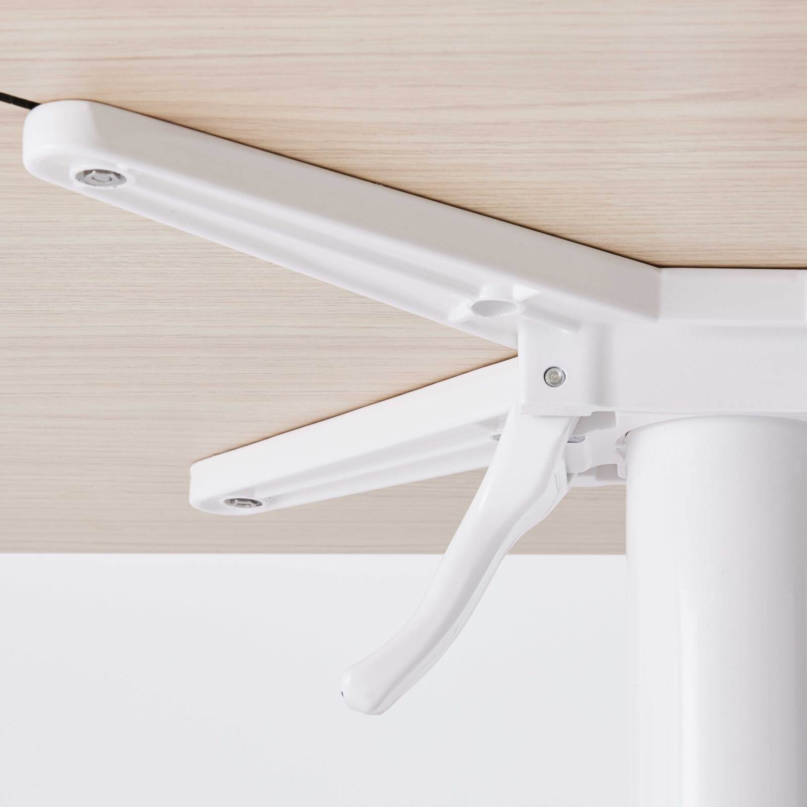 Tavolo da giardino quadrato 60 x 60 cm con gamba basculante in HPL bianco