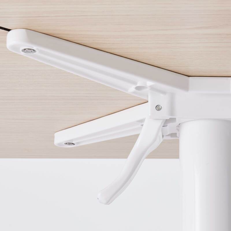 Tavolo da giardino quadrato 60 x 60 cm con gamba basculante in HPL bianco (4/7)