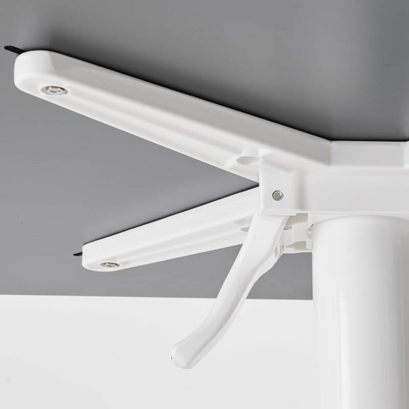 Tavolo da giardino quadrato 60 x 60 cm con gamba basculante in HPL bianco