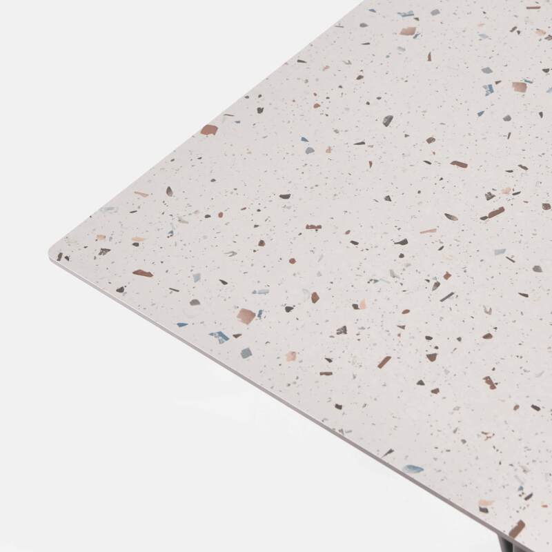 Tavolo da giardino quadrato 60 x 60 cm con gamba basculante in HPL bianco