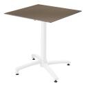 Tavolo da giardino quadrato 70 x 70 cm con gamba basculante bianca in HPL