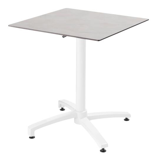 Tavolo da giardino bistrot quadrato reclinabile in alluminio bianco e HPL per 4 persone 70x70 cm | Oviala