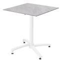 Tavolo da giardino quadrato 70 x 70 cm con gamba basculante bianca in HPL
