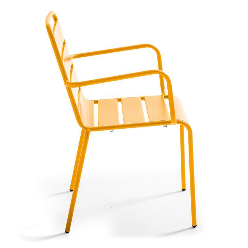 Tavolo da giardino rettangolare 180 x 90 cm e 6 sedie con braccioli in metallo