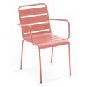 Tavolo da giardino rettangolare 180 x 90 cm e 6 sedie con braccioli in metallo