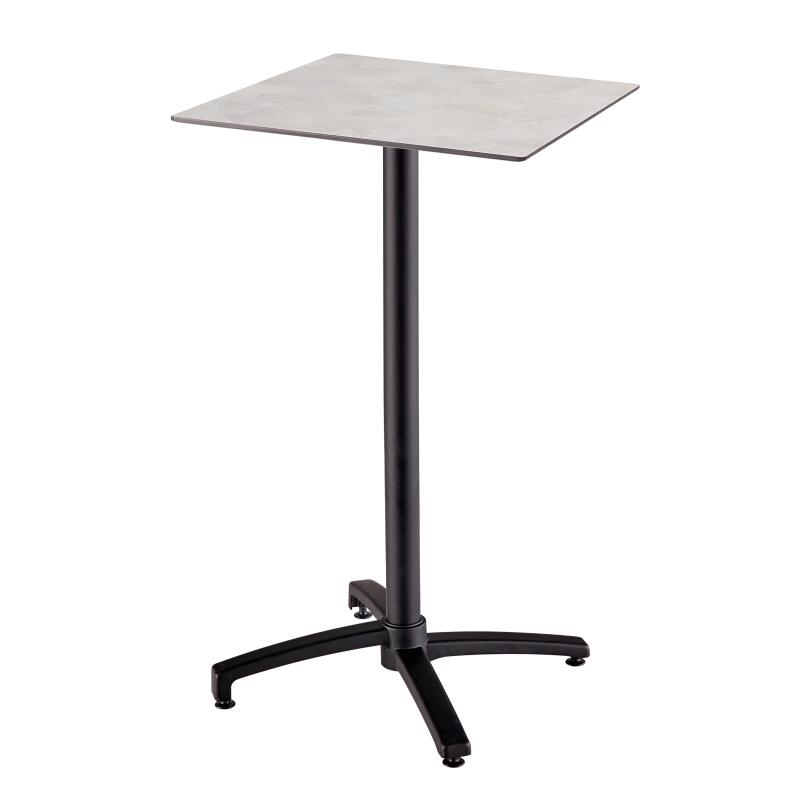 Tavolo alto quadrato reclinabile in ardesia grigio scuro 60 x 60 cm in HPL e 2 seggioloni in metallo
