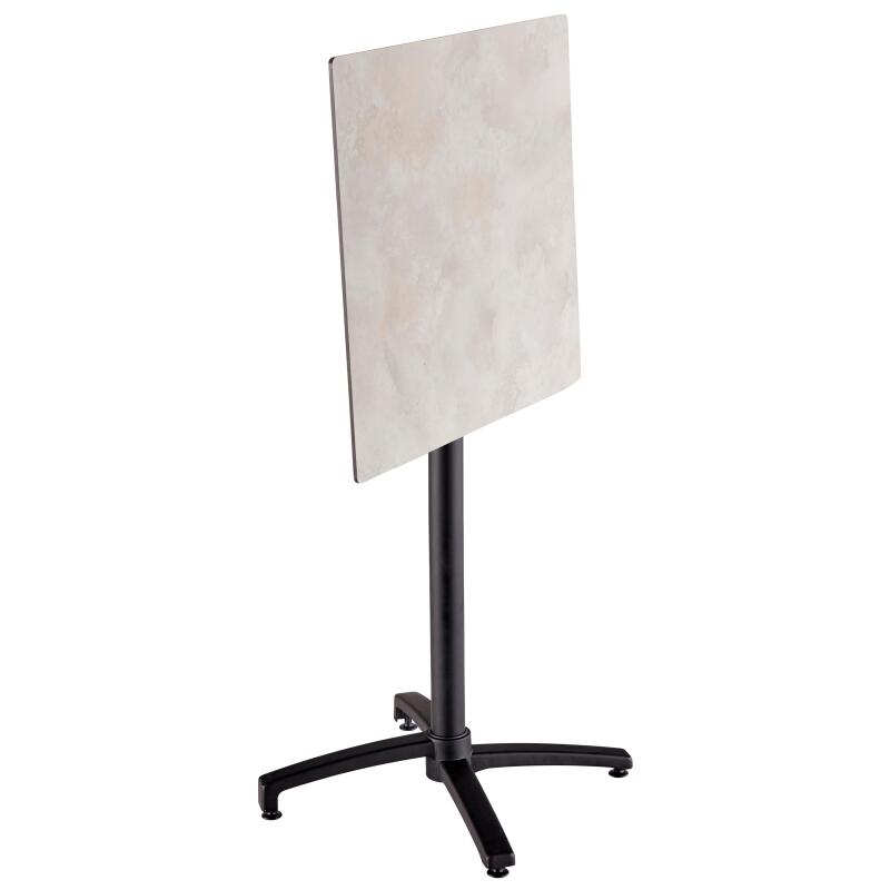 Tavolo alto quadrato reclinabile in ardesia grigio scuro 60 x 60 cm in HPL e 2 seggioloni in metallo