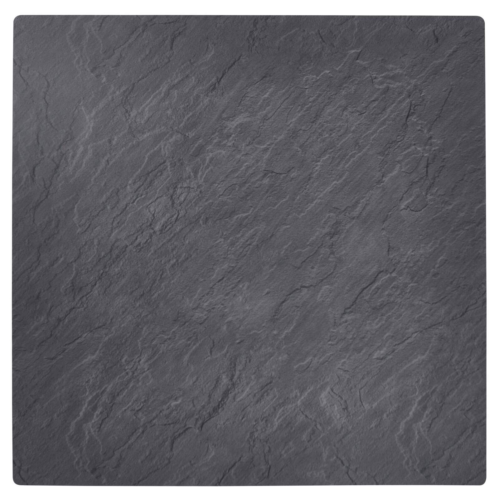 Tavolo alto quadrato reclinabile in ardesia grigio scuro 60 x 60 cm in HPL e 2 seggioloni in metallo