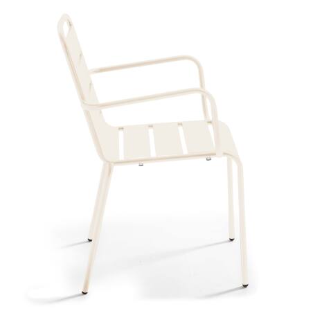 Tavolo da giardino rettangolare 180 x 90 cm e 6 sedie con braccioli in metallo (6/7)