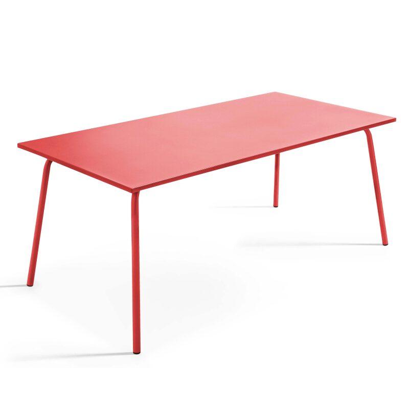 Tavolo da giardino rettangolare 180 x 90 cm e 6 sedie con braccioli in metallo