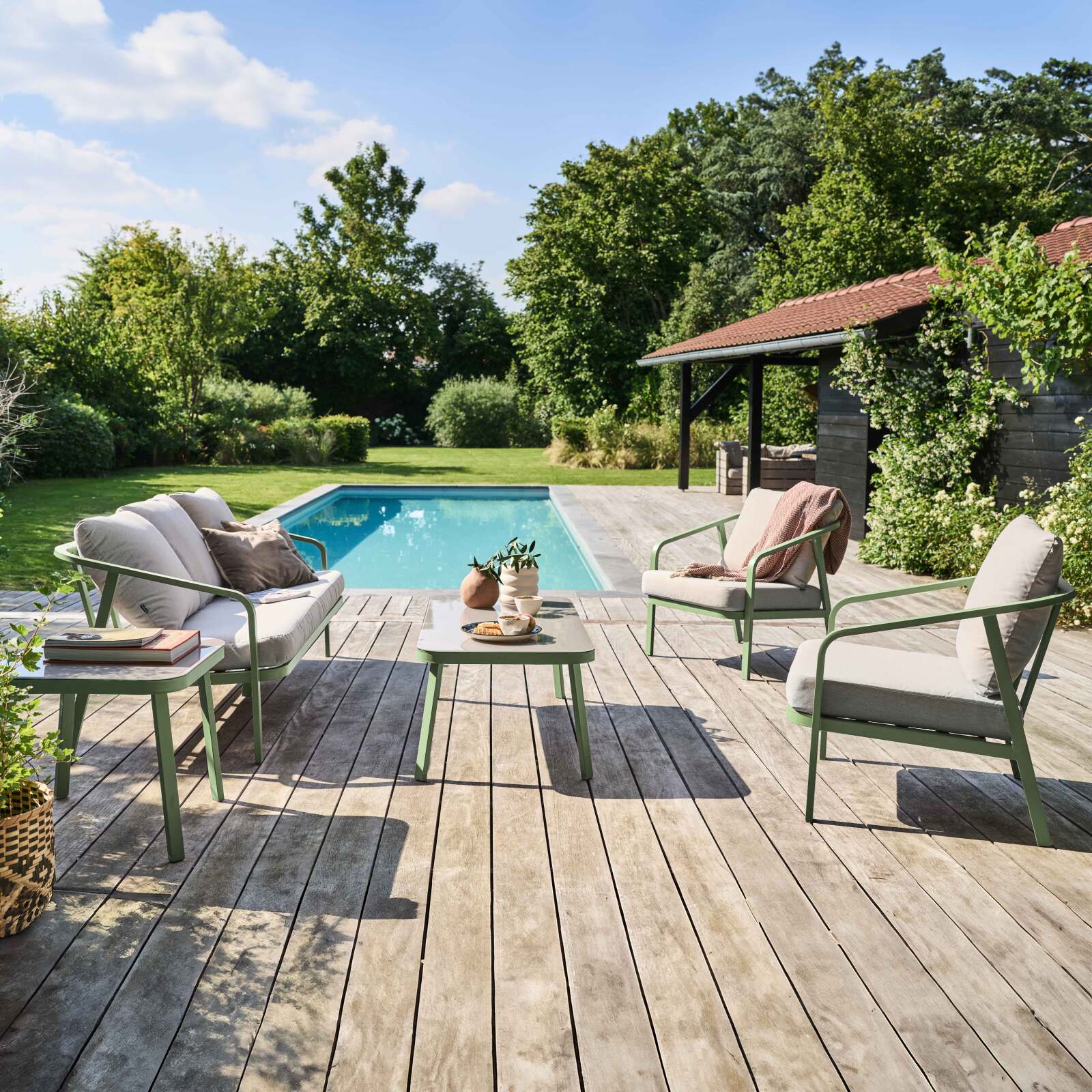 Salotto da giardino in alluminio a 5 posti